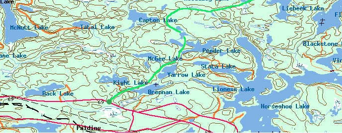 Original Seguin Trail western map showing the Falding area