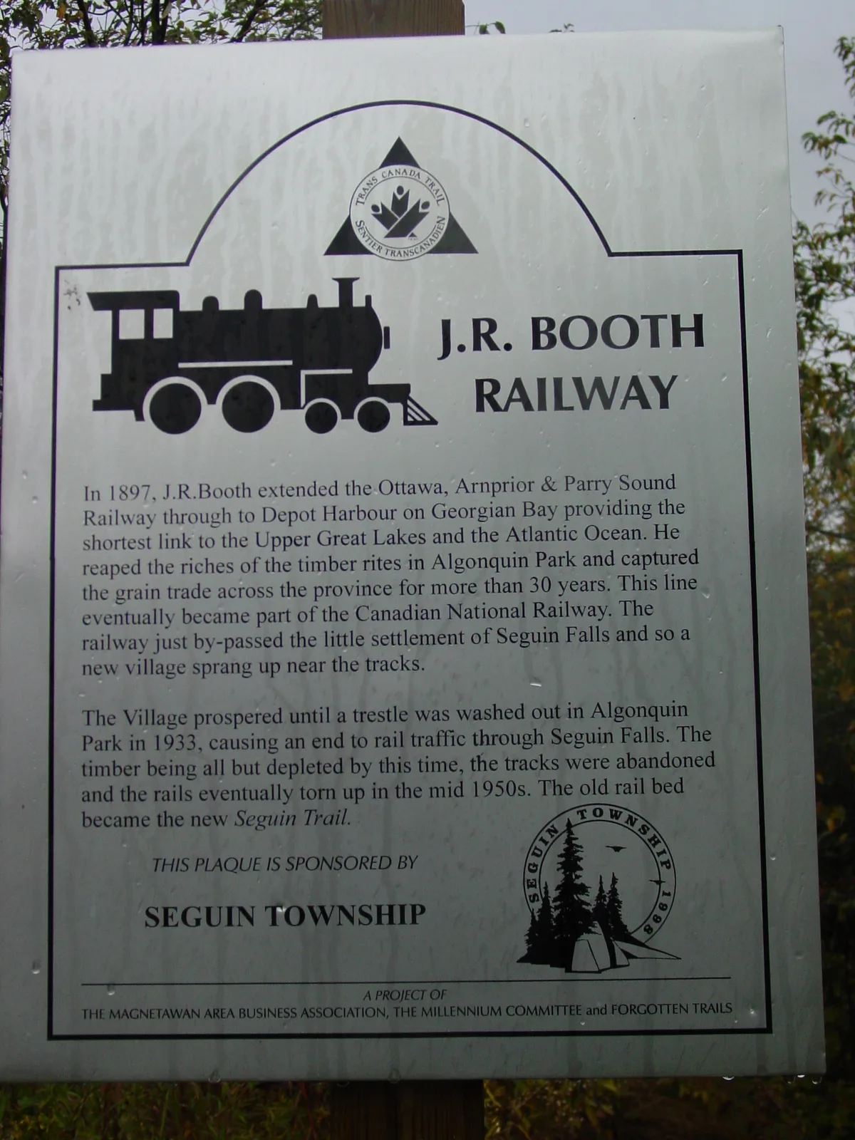 J.R. Booth Railway interpretive sign