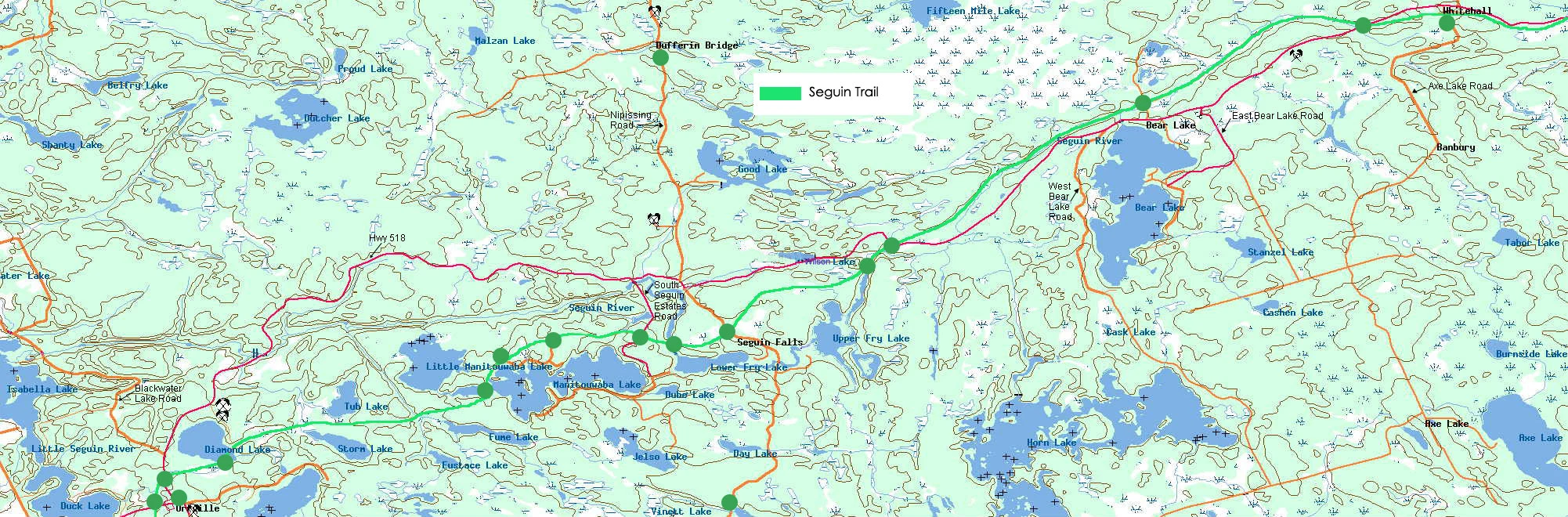 Original Orrville to Whitehall Seguin Trail map