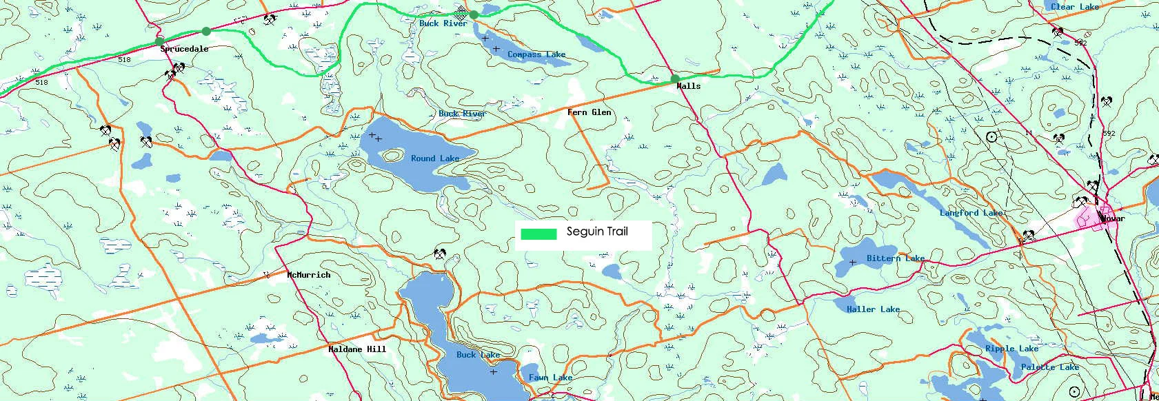 Original Seguin Trail map extending east toward Walls